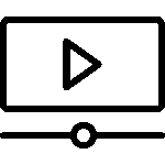 Black outline icon of a video player screen representing video marketing